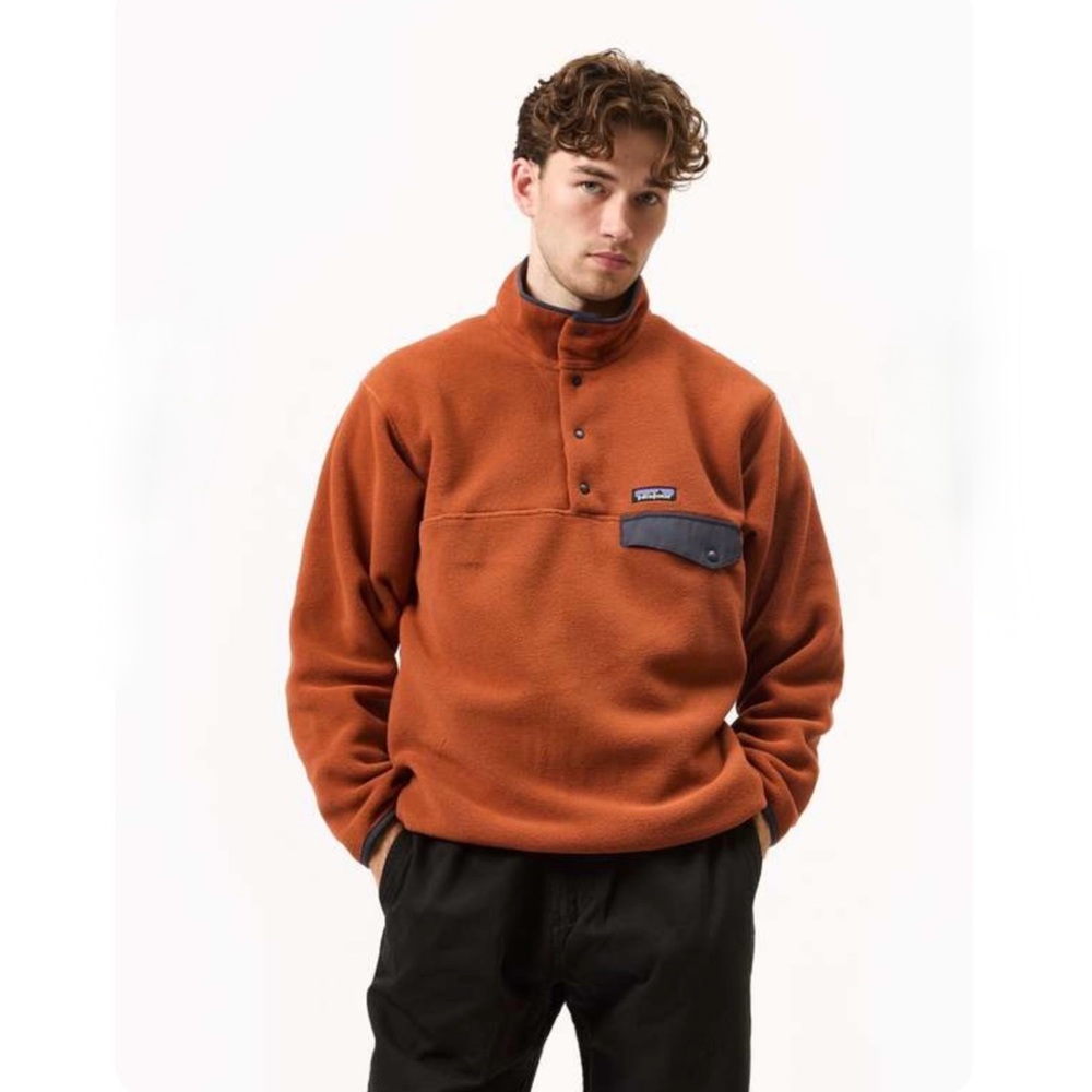 Patagonia Men's Lightweight Synchilla Snap-T Fleece Pullover Burnished Red Sz M - Picture 2 of 11